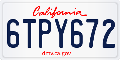 CA license plate 6TPY672