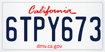 CA license plate 6TPY673