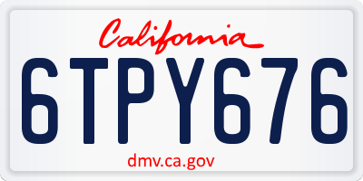 CA license plate 6TPY676