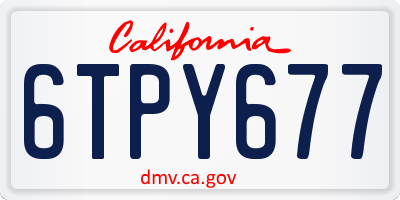 CA license plate 6TPY677