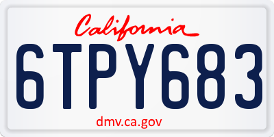 CA license plate 6TPY683