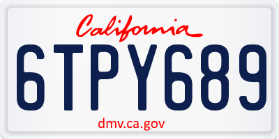 CA license plate 6TPY689