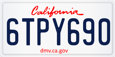 CA license plate 6TPY690