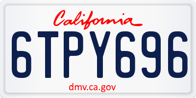 CA license plate 6TPY696