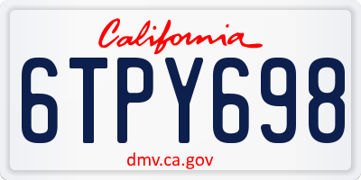 CA license plate 6TPY698