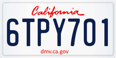 CA license plate 6TPY701