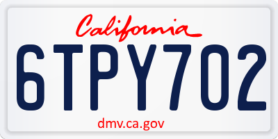 CA license plate 6TPY702