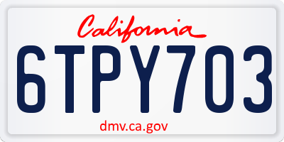 CA license plate 6TPY703