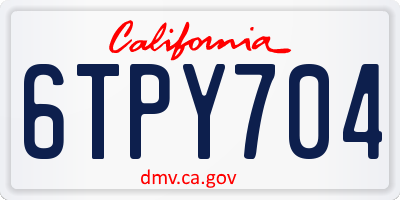 CA license plate 6TPY704