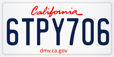 CA license plate 6TPY706