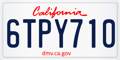 CA license plate 6TPY710