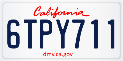 CA license plate 6TPY711