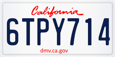 CA license plate 6TPY714