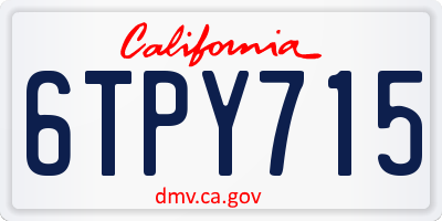 CA license plate 6TPY715