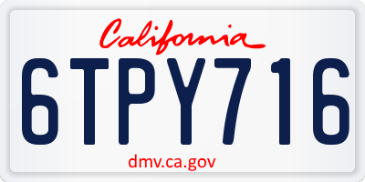 CA license plate 6TPY716