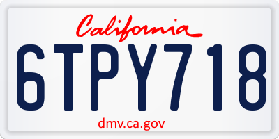 CA license plate 6TPY718