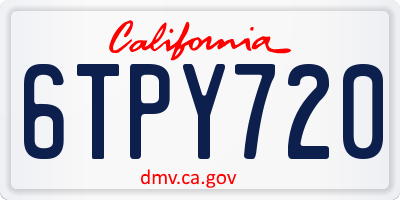 CA license plate 6TPY720