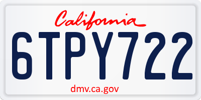 CA license plate 6TPY722