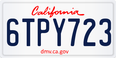 CA license plate 6TPY723