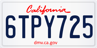 CA license plate 6TPY725