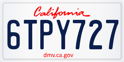 CA license plate 6TPY727