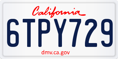 CA license plate 6TPY729