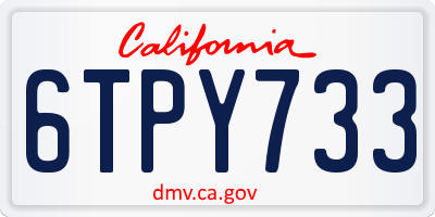 CA license plate 6TPY733