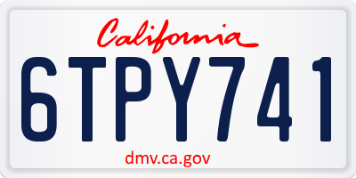 CA license plate 6TPY741