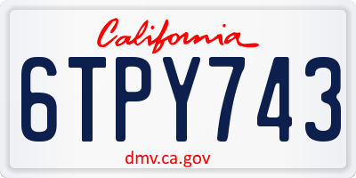 CA license plate 6TPY743