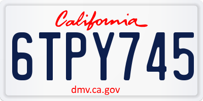 CA license plate 6TPY745