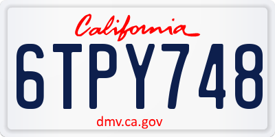 CA license plate 6TPY748