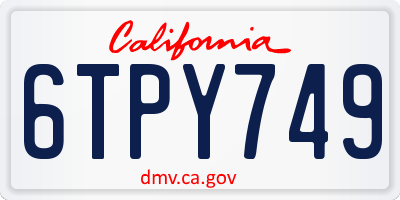 CA license plate 6TPY749