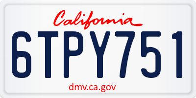 CA license plate 6TPY751