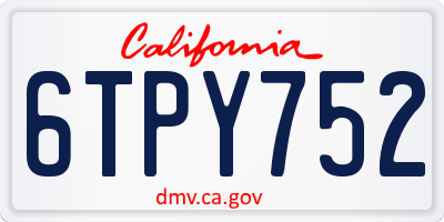 CA license plate 6TPY752
