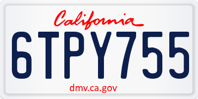 CA license plate 6TPY755