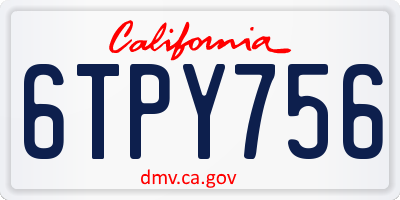 CA license plate 6TPY756