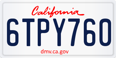 CA license plate 6TPY760