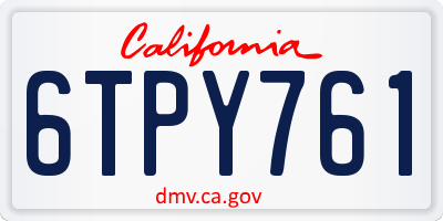 CA license plate 6TPY761