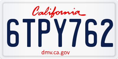 CA license plate 6TPY762