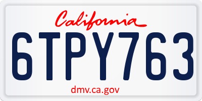 CA license plate 6TPY763