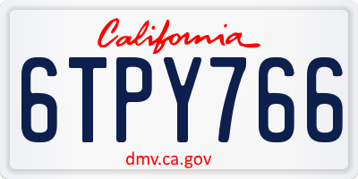 CA license plate 6TPY766