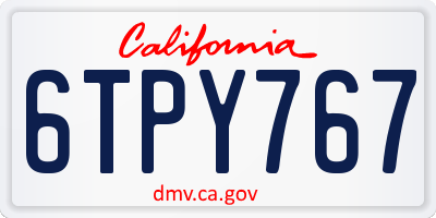 CA license plate 6TPY767