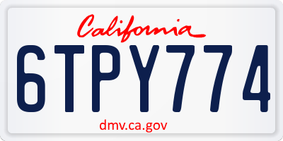 CA license plate 6TPY774