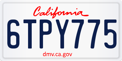 CA license plate 6TPY775