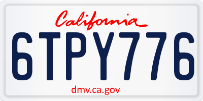 CA license plate 6TPY776