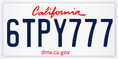 CA license plate 6TPY777