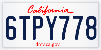 CA license plate 6TPY778