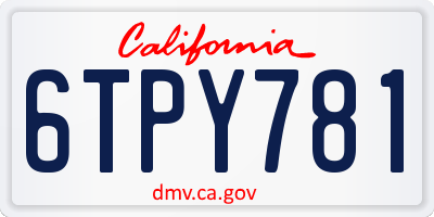 CA license plate 6TPY781