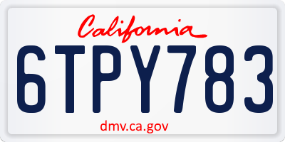 CA license plate 6TPY783