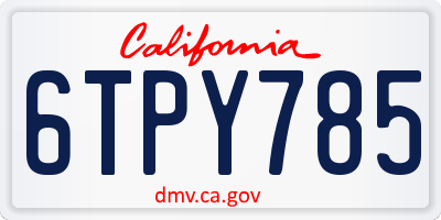 CA license plate 6TPY785